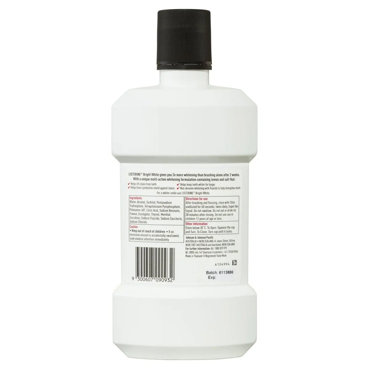 Listerine Bright White Multi-Action Whitening Mouthwash 1L