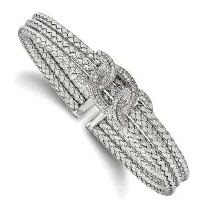 Sterling Silver Rhodium-plated C.Z Woven Cuff